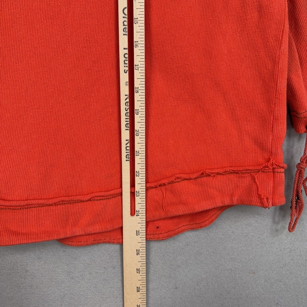 Free People Shirt Womens Large Orange Hooded Tunic Top Boho Distressed Grunge - Picture 15 of 16